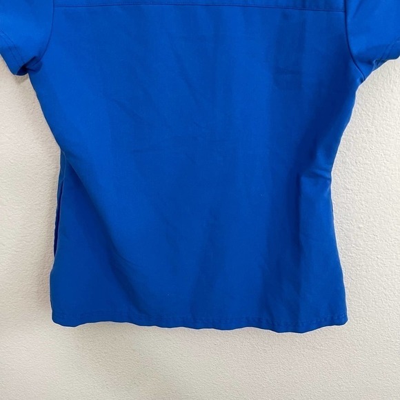 Jaanuu Women's 3-Pocket Split Crewneck Short Sleeve Scrub Top Royal Blue Small - Picture 7 of 8